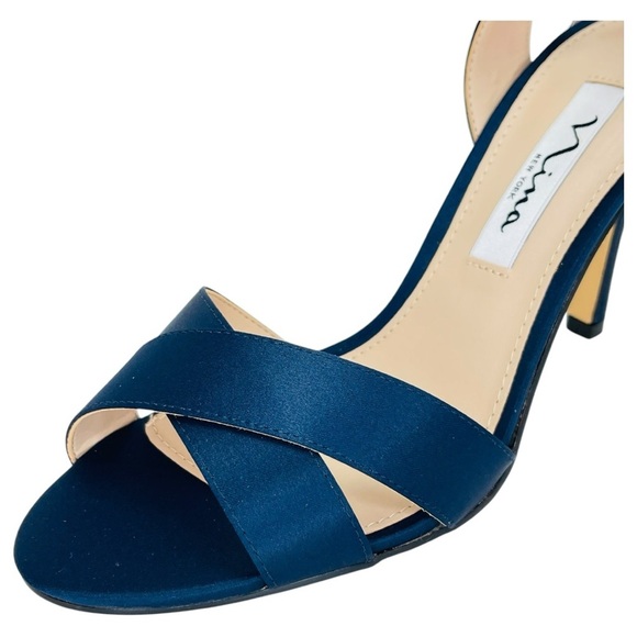 Nina Venus Navy Satin Womens Heels Size 6.5M - Picture 7 of 13
